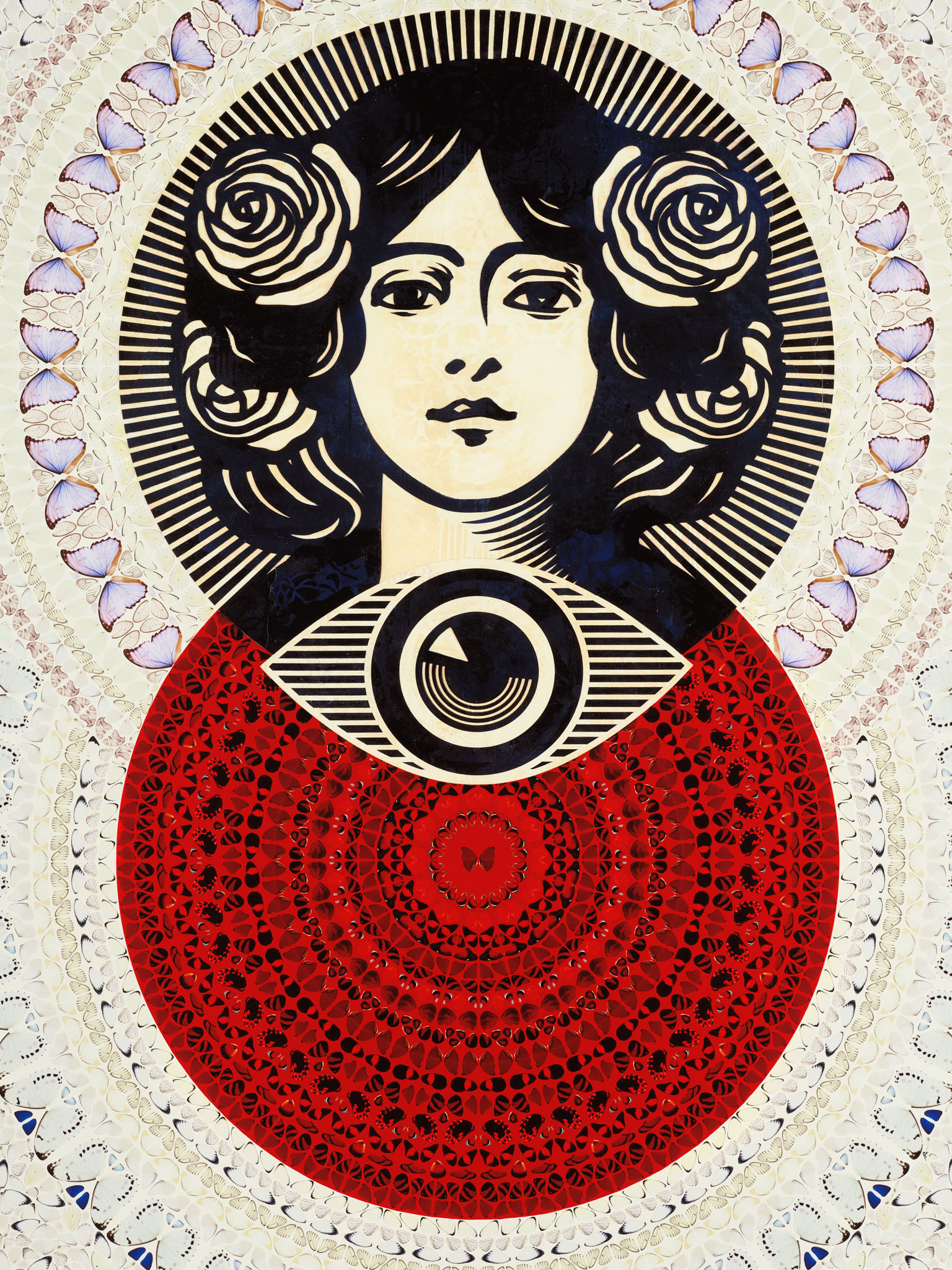 Third Eye Butterfly Mandala (Cream) (Large) image #2