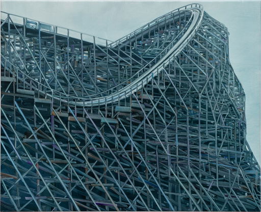 Undulating Coasters and Slide Complexes Loom in Alex Hutton’s Paintings