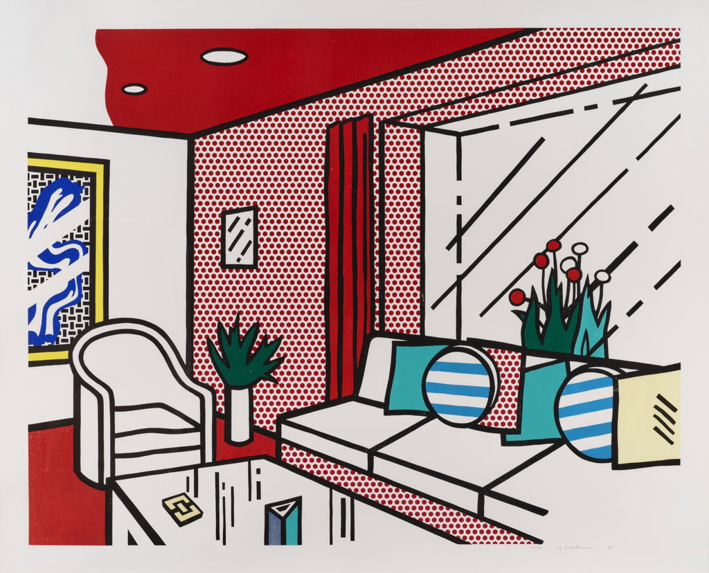 The Living Room, from the Interior series by Roy Lichtenstein sold for $121,600. Image courtesy of Sotheby's