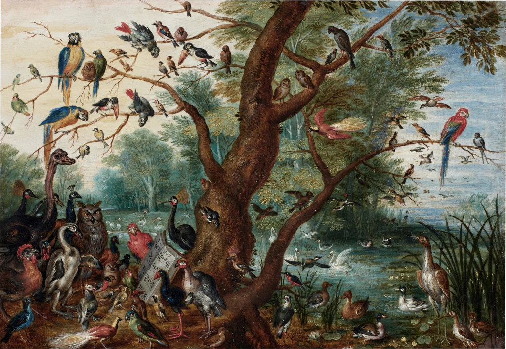 A concert of birds, or An Allegory of Sound by Follower of Jan Brueghel the Elder sold for $118,600 (1022% above estimate). Image courtesy of Sotheby's