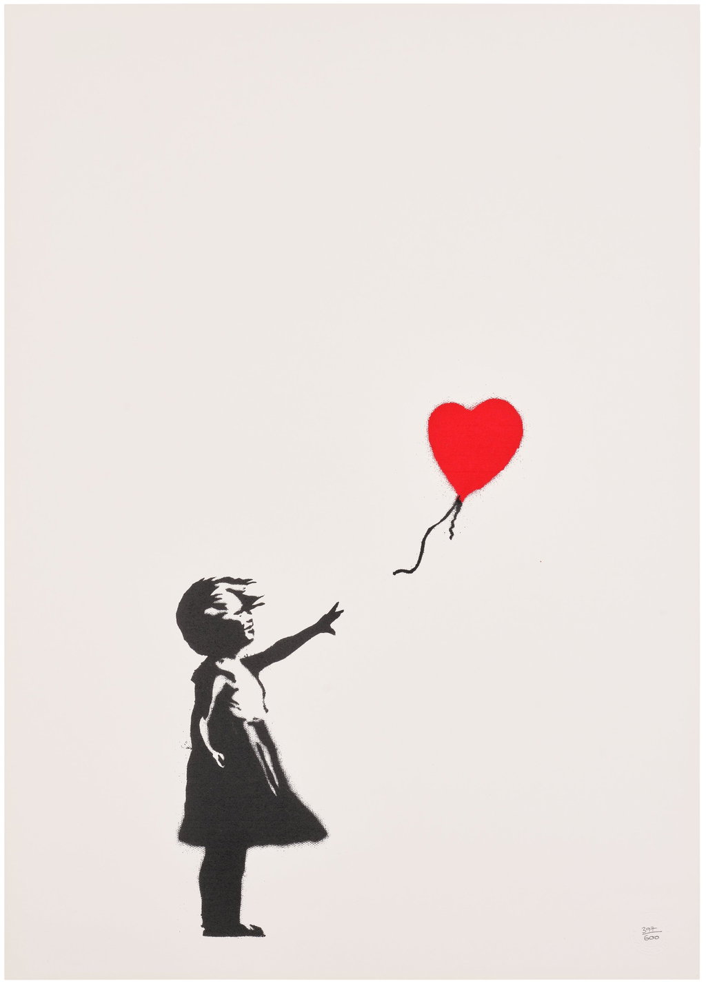 Girl with Balloon by Banksy sold for $147,800. Image courtesy of Phillips