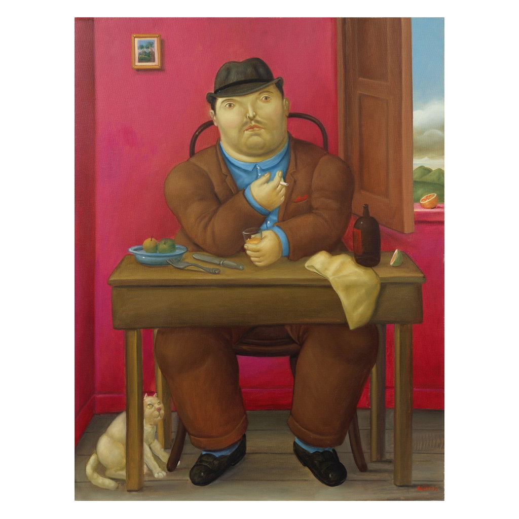 Homme à Table by Fernando Botero sold for $594,200. Image courtesy of Bonhams