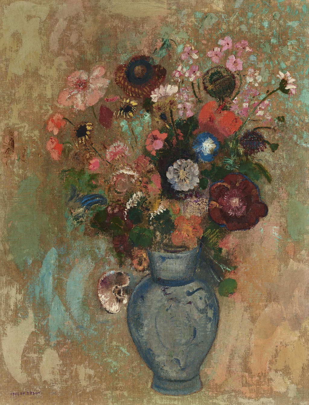 Fleurs dans un vase bleu. Image courtesy of Christie's
