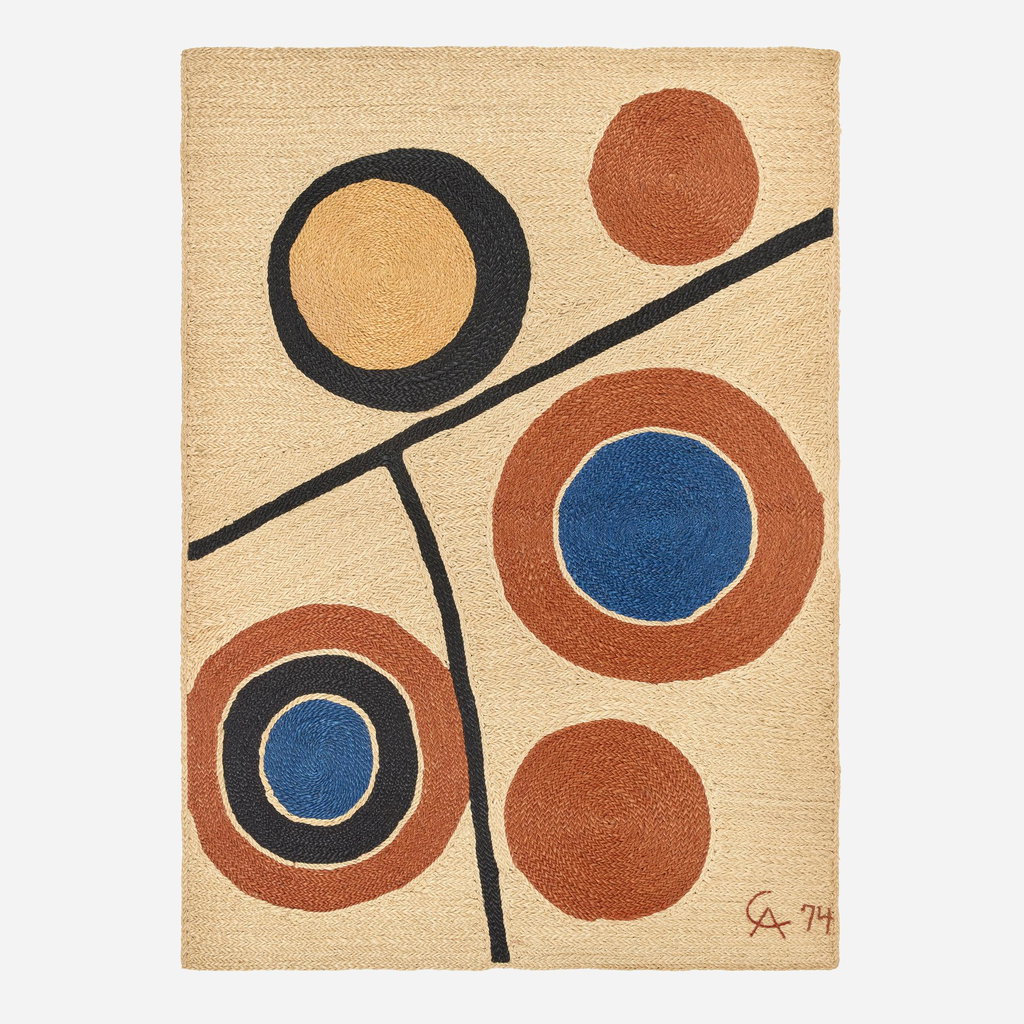 Floating Circles tapestry by After Alexander Calder sold for $33,300. Image courtesy of Rago