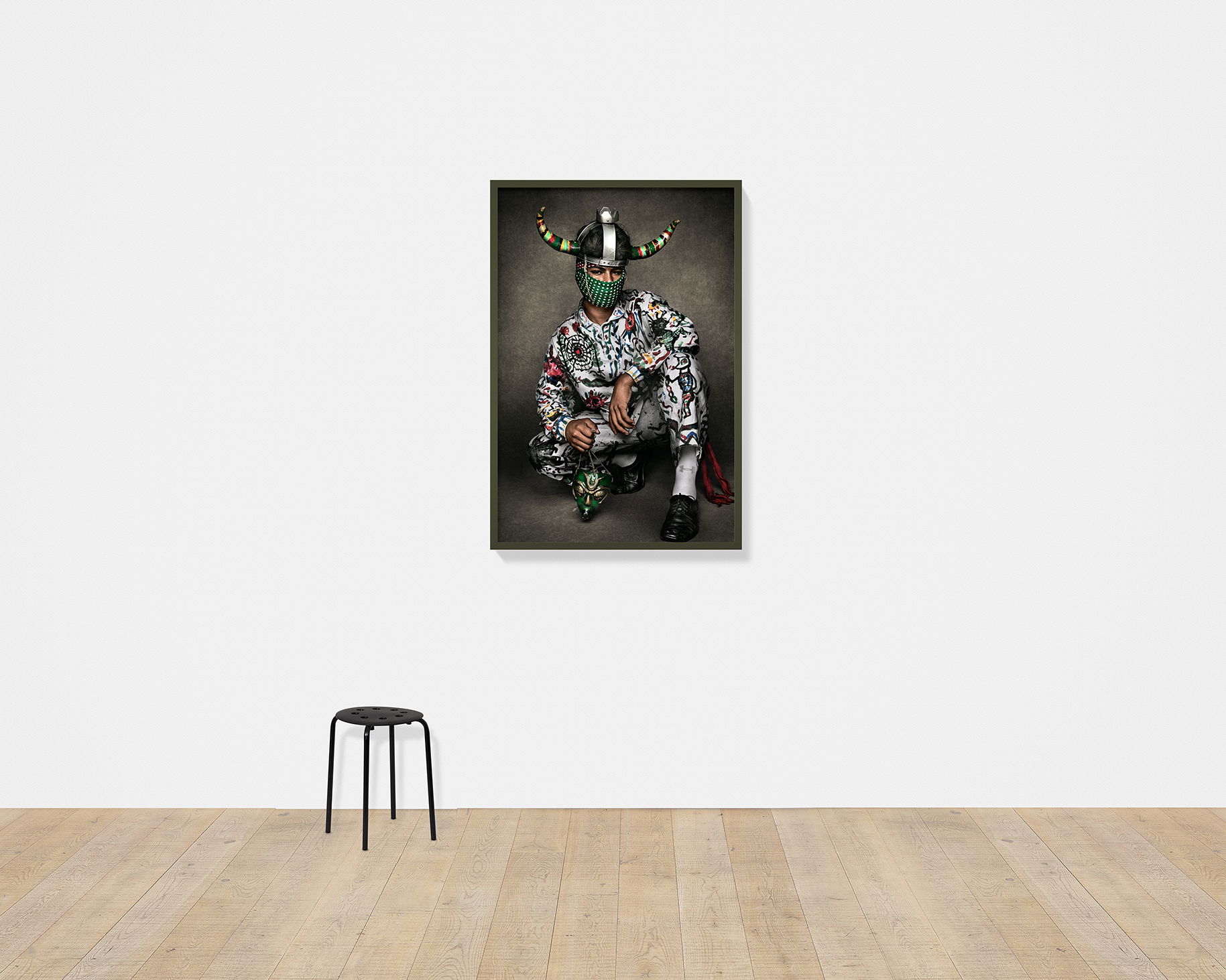 A Man in costume as El Diablo Blanco de Rabinal<br>A White Devil from the dance of Moros y Cristianos<br>Antigua Guatemala 2023 (Large) scale image