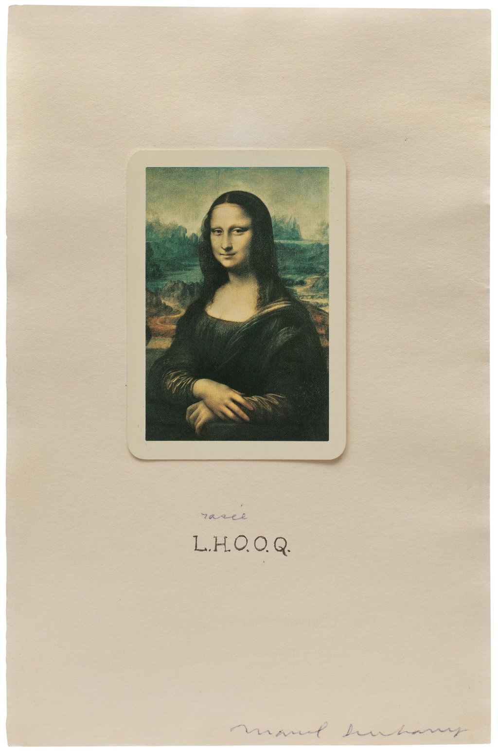 L.H.O.O.Q. rasée (shaved) by Marcel Duchamp sold for $38,700. Image courtesy of Phillips