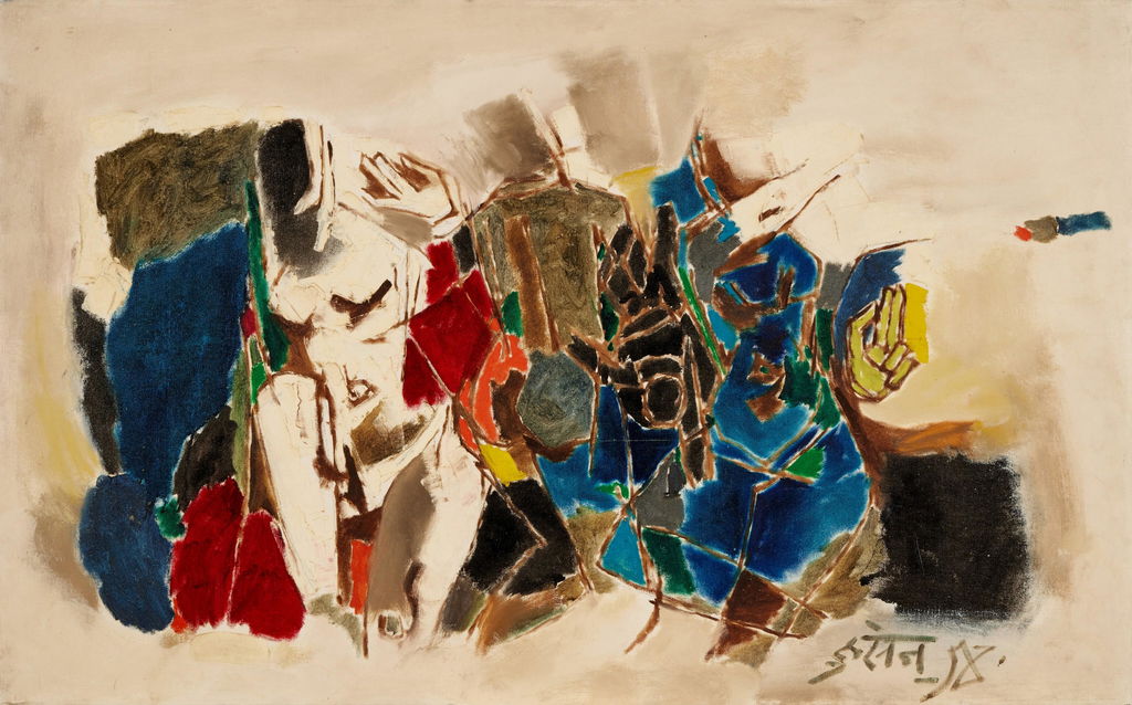Naga Three by M.F. Husain estimated at $450,000 (low) to $650,000 (high). Image courtesy of Sotheby's