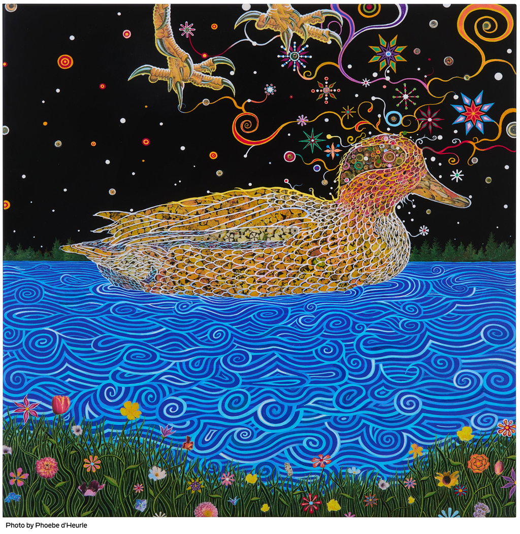 Eagle and Teal by Fred Tomaselli sold for $109,600. Image courtesy of Phillips