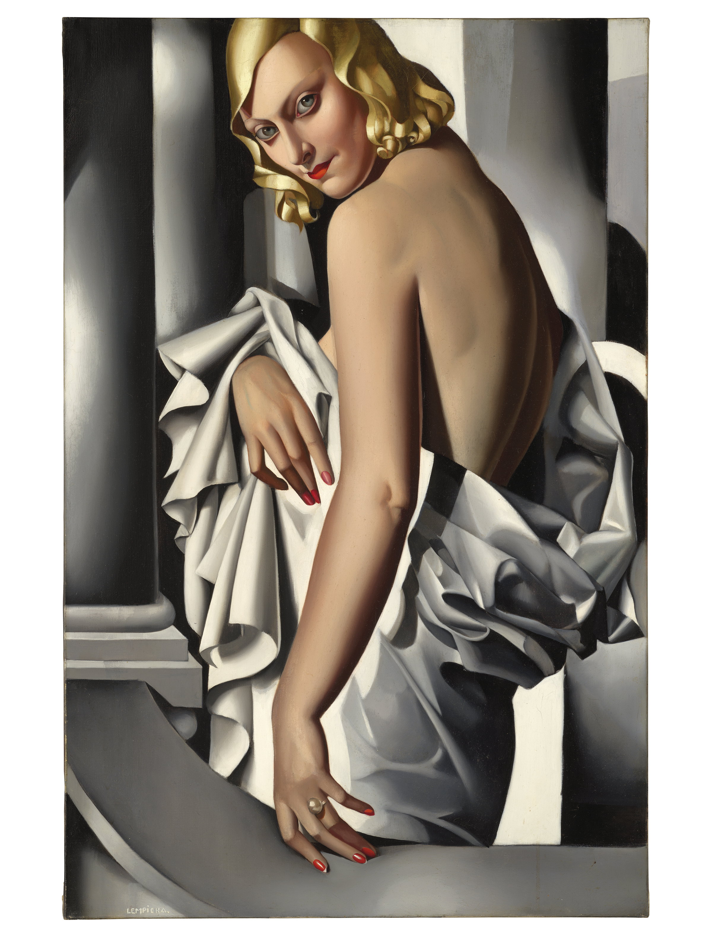真作テリィーラミス フランスの人女な港 風景画 油彩画 T. Johnson The Portrait That Set Tamara de Lempicka's Auction Record