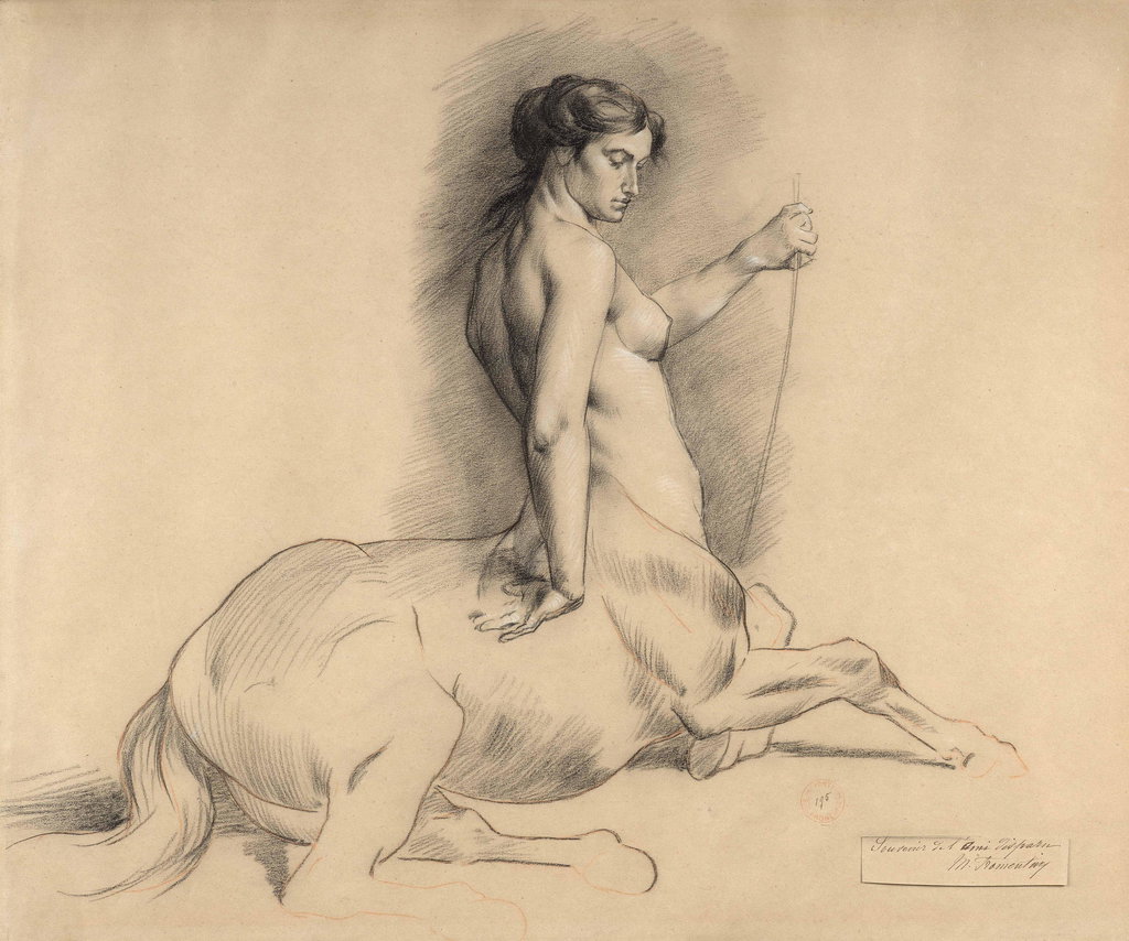 Centaur Three crayons by Eugene Fromentin sold for $53,700. Image courtesy of Artcurial