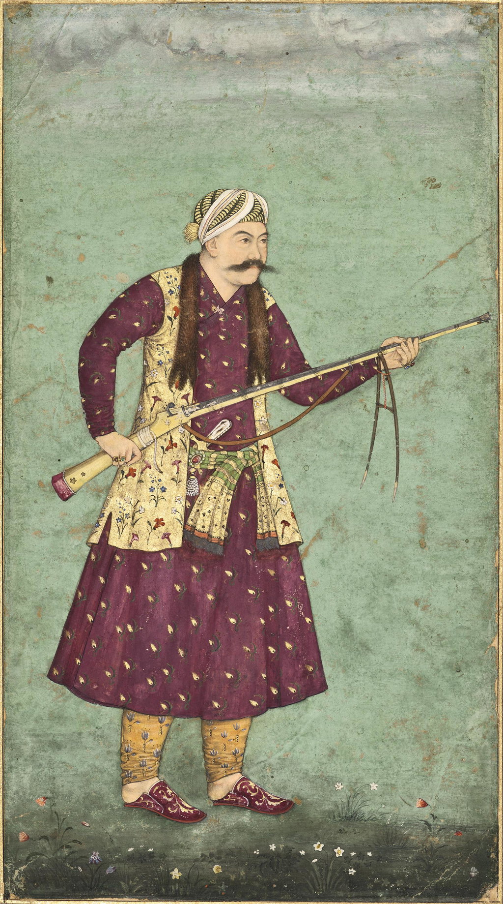 MAN WITH A MATCHLOCK by Possibly by Hasmin, Mughal India sold for $412,700. Image courtesy of Christie's