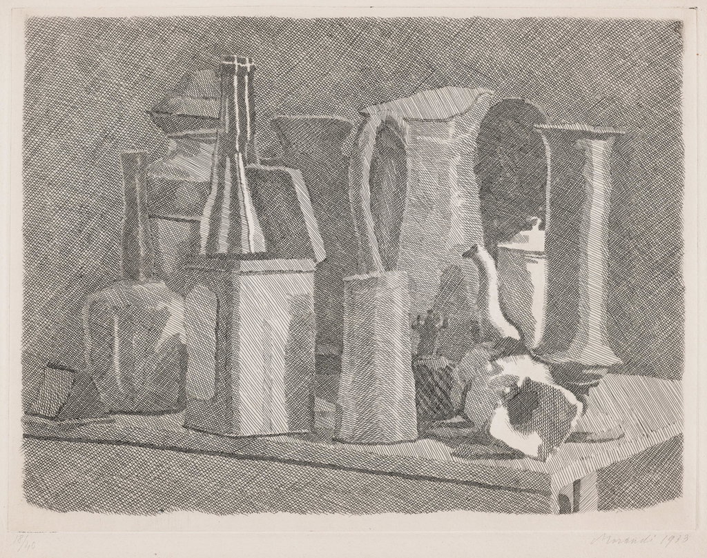 Grande natura morta con la caffettiera (Large Still Life with Coffee Pot) by Giorgio Morandi sold for $31,000. Image courtesy of Phillips