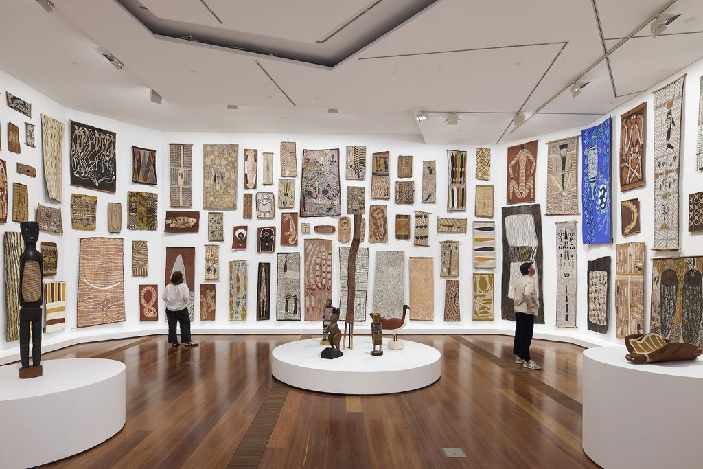 Salon of bark paintings sets new standard at National Gallery of Victoria