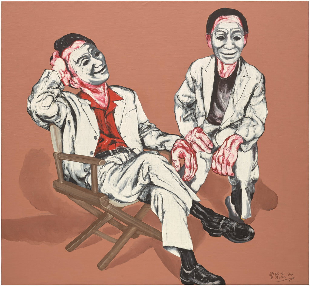 Mask Series No. 4 by Zeng Fanzhi estimated at $1.4m (low) to $2.04m (high). Image courtesy of Phillips