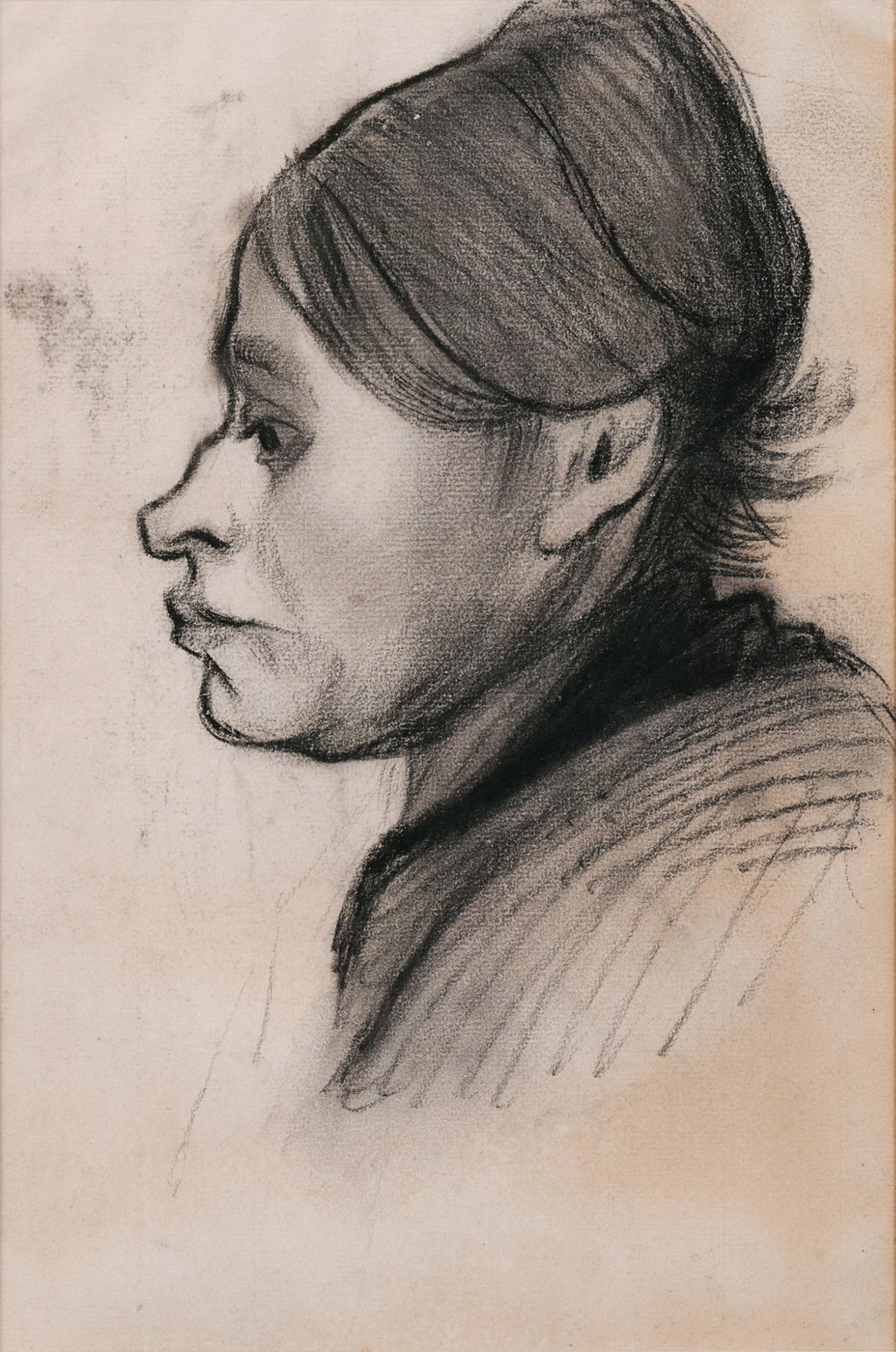 Head of a Peasant Woman, Left Profile by Vincent van Gogh estimated at $382,500 (low) to $637,400 (high). Image courtesy of Sotheby's