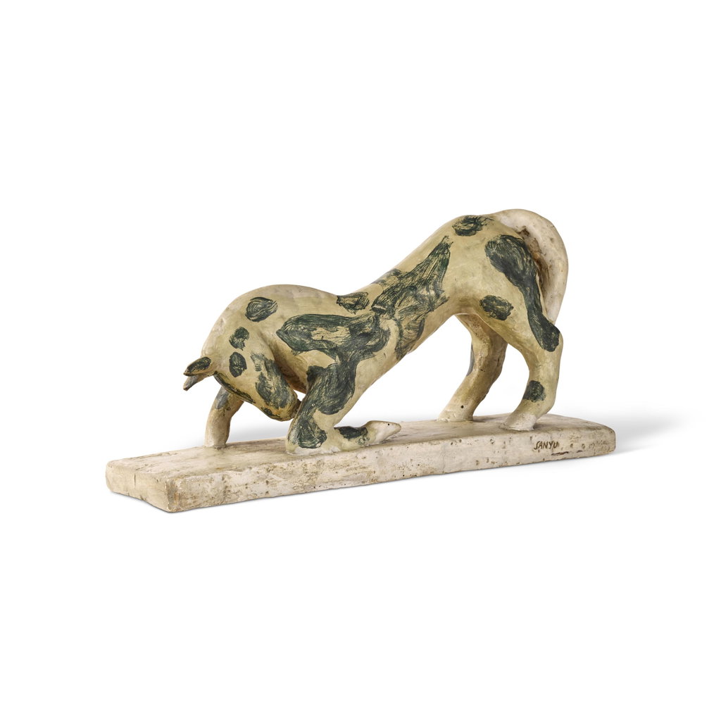 Kneeling Horse by Attributed to San-Yu sold for $259,500 (916% above estimate). Image courtesy of Christie's