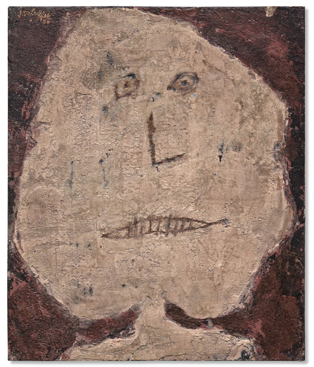 Head by Jean Dubuffet estimated at $208,200 (low) to $323,900 (high). Image courtesy of Christie's