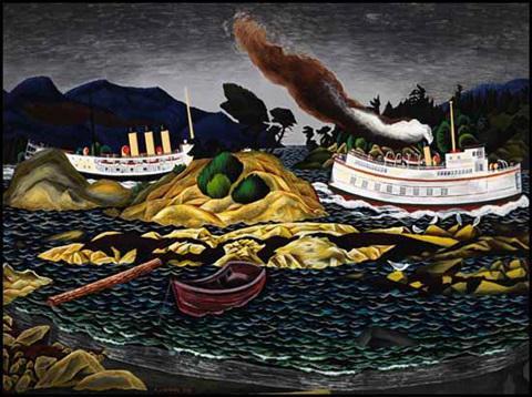 Coastal boats near Sidney BC (1948). Sold for $1.17m in 2011. Image courtesy of Heffel