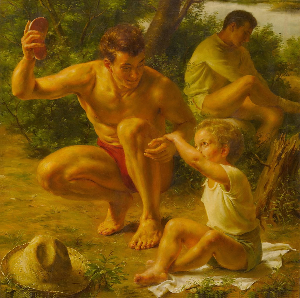 Playing with Baby by John Koch sold for $23,000. Image courtesy of Sotheby's