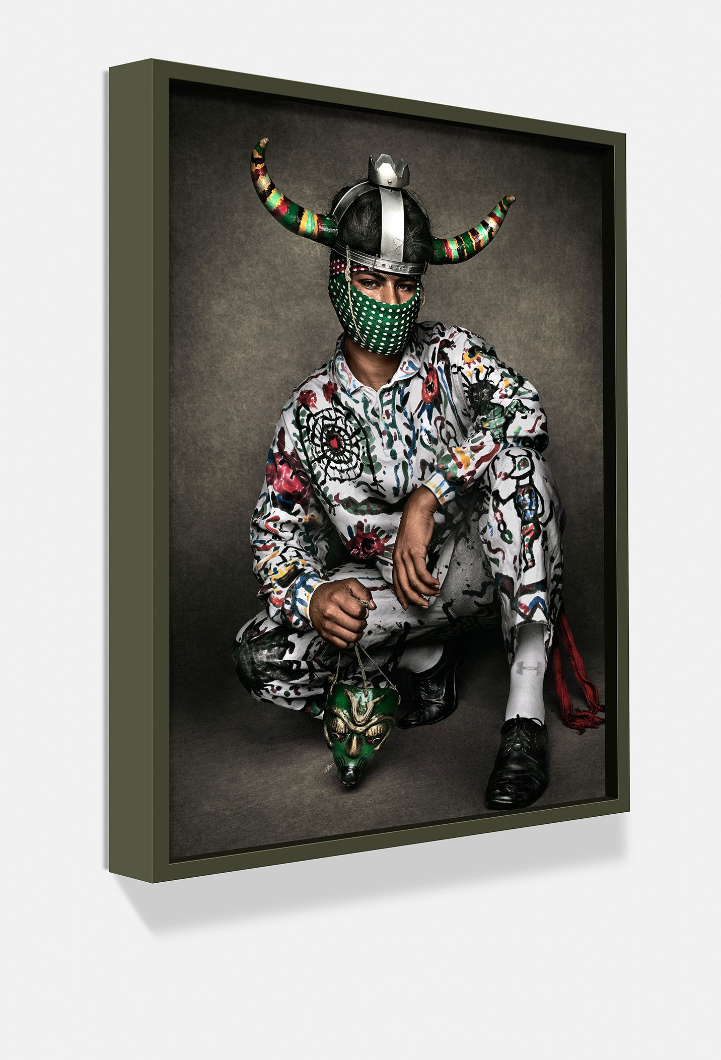 A Man in costume as El Diablo Blanco de Rabinal<br>A White Devil from the dance of Moros y Cristianos<br>Antigua Guatemala 2023 (XLarge) 4