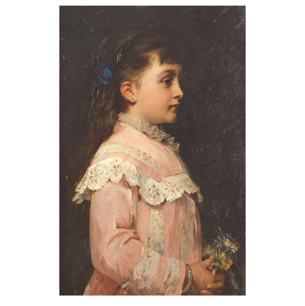 Portrait of the artist's niece, Alberte Duparc by Albert Pierre Rene Maignan sold for $14,700. Image courtesy of Bonhams