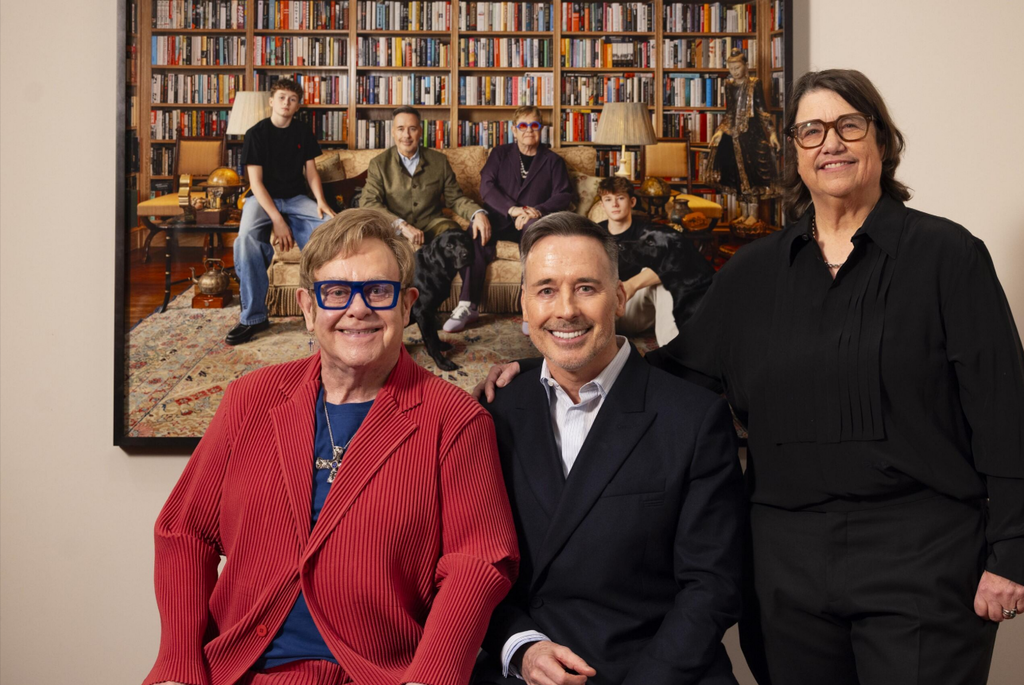 Sir Elton John, David Furnish, Catherine Opie at National Portrait Gallery. Photo: David Parry.