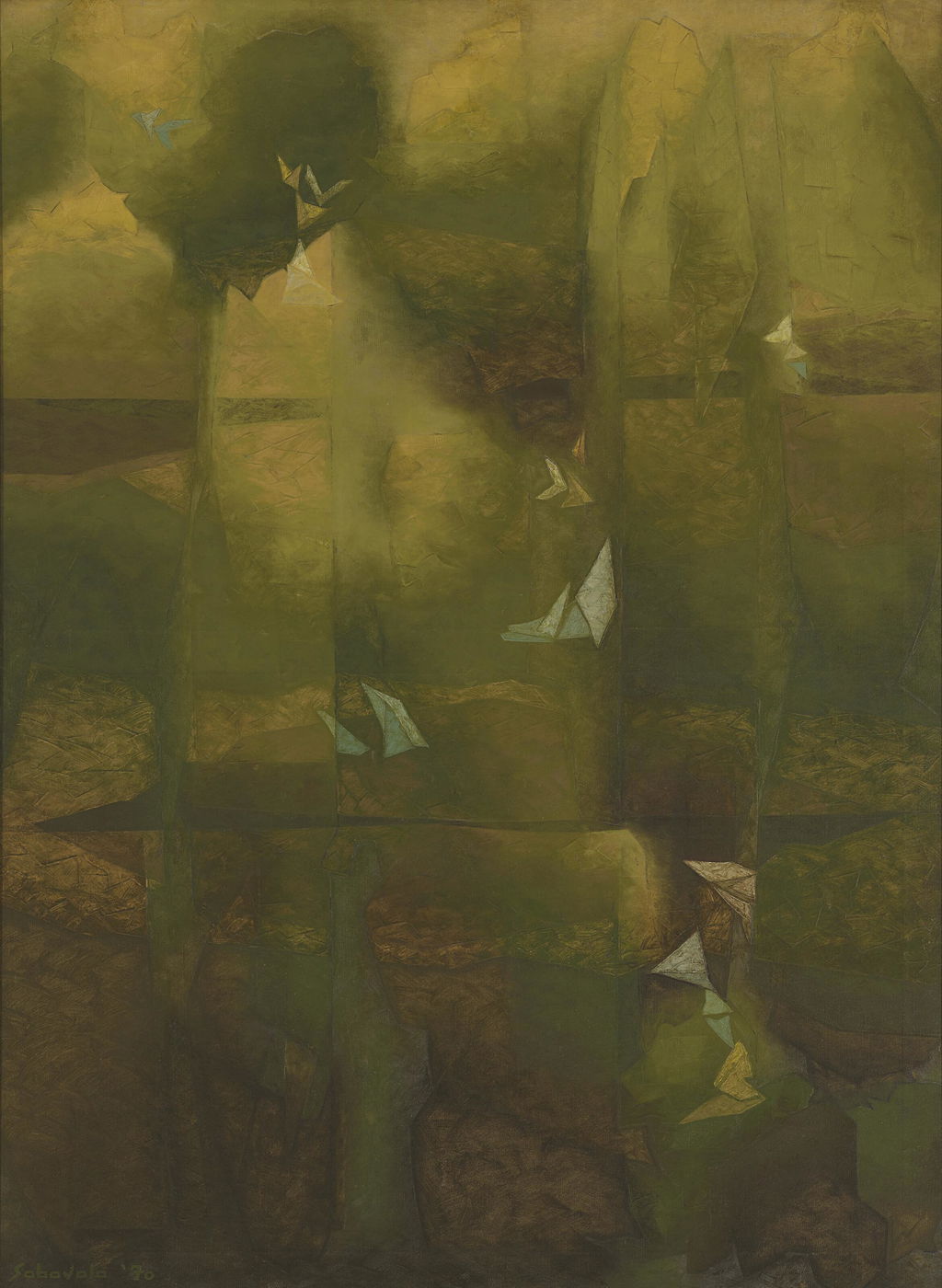 Green Thoughts in a Green Shade by Jehangir Sabavala estimated at $350,000 (low) to $500,000 (high). Image courtesy of Christie's