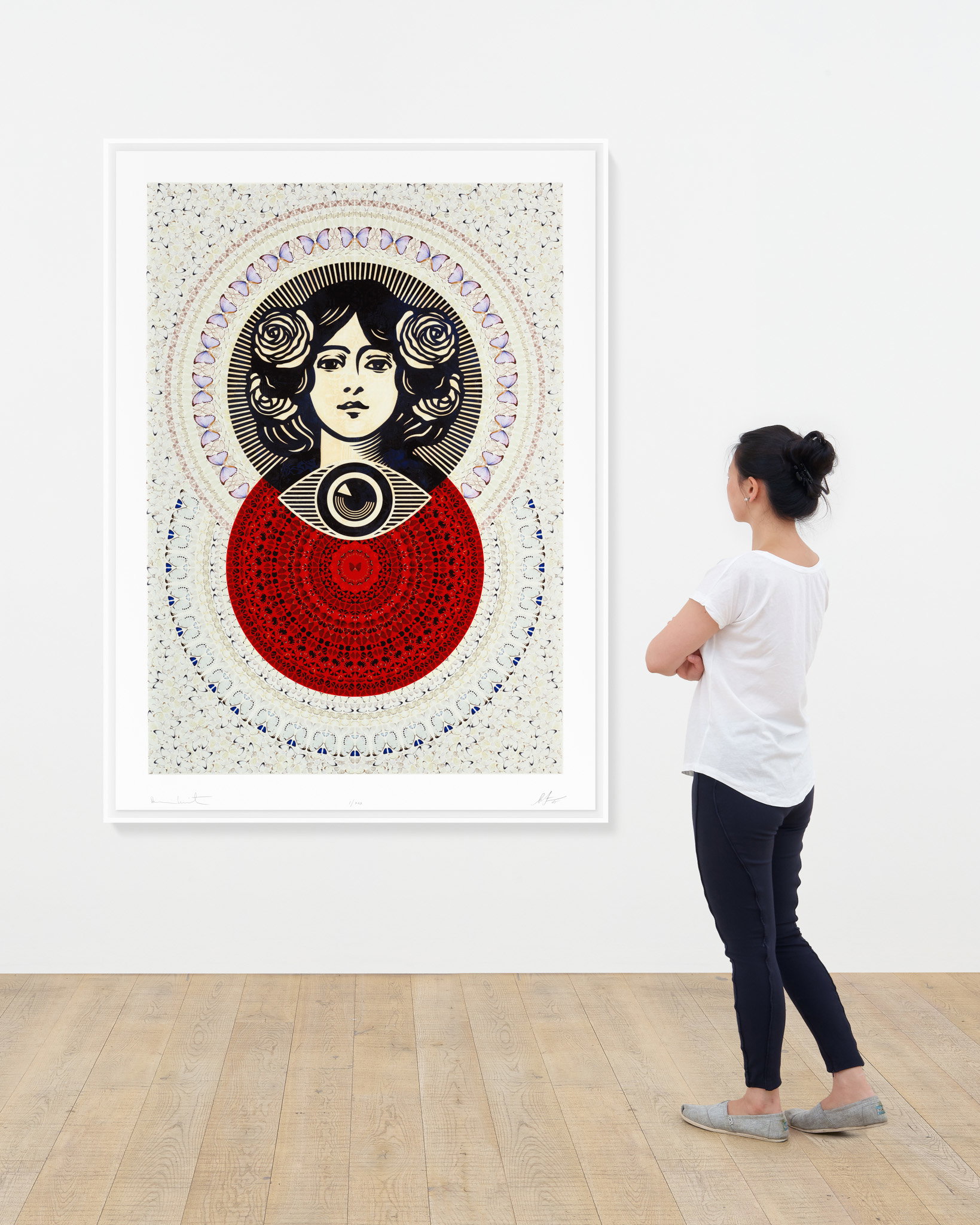 Third Eye Butterfly Mandala (Cream) (Large) scale image