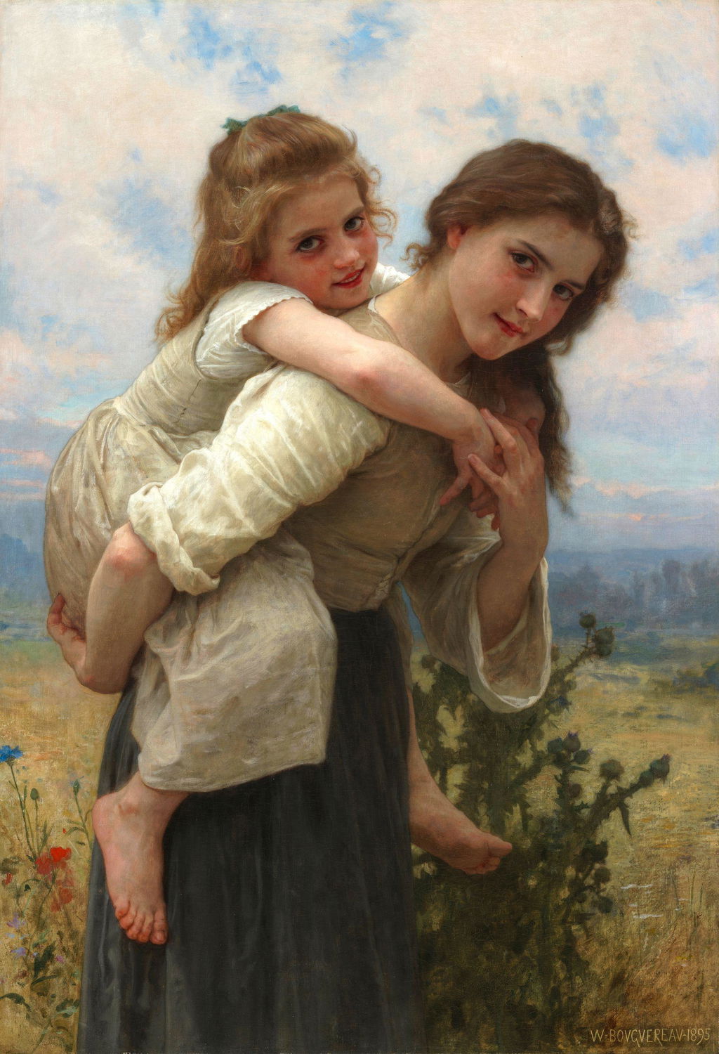 Fardeau agréable (Pleasant Burden) by William Adolphe Bouguereau estimated at $539,400 (low) to $809,100 (high). Image courtesy of Bonhams