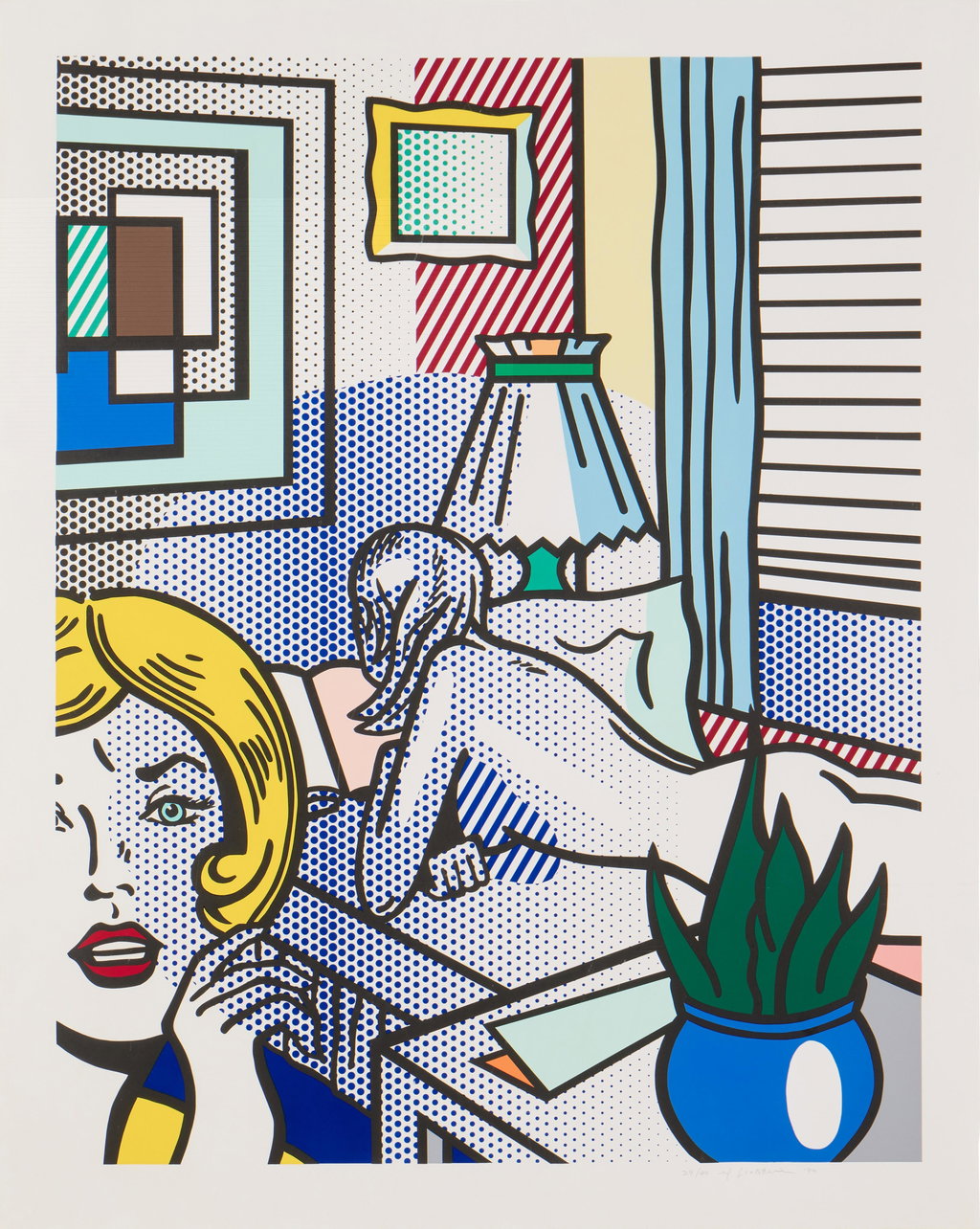 Roommates, from the Nudes series by Roy Lichtenstein sold for $256,000. Image courtesy of Sotheby's