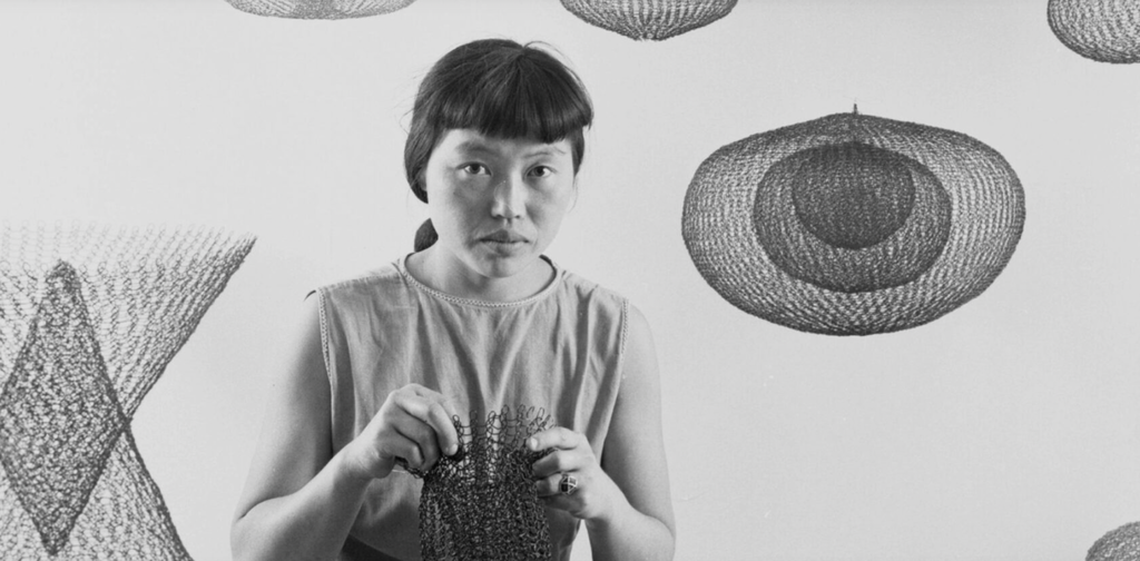 The Ruth Asawa exhibition evokes the living room of her Noe Valley home including the artist’s hand-carved redwood doors and bronze life masks of visitors.
