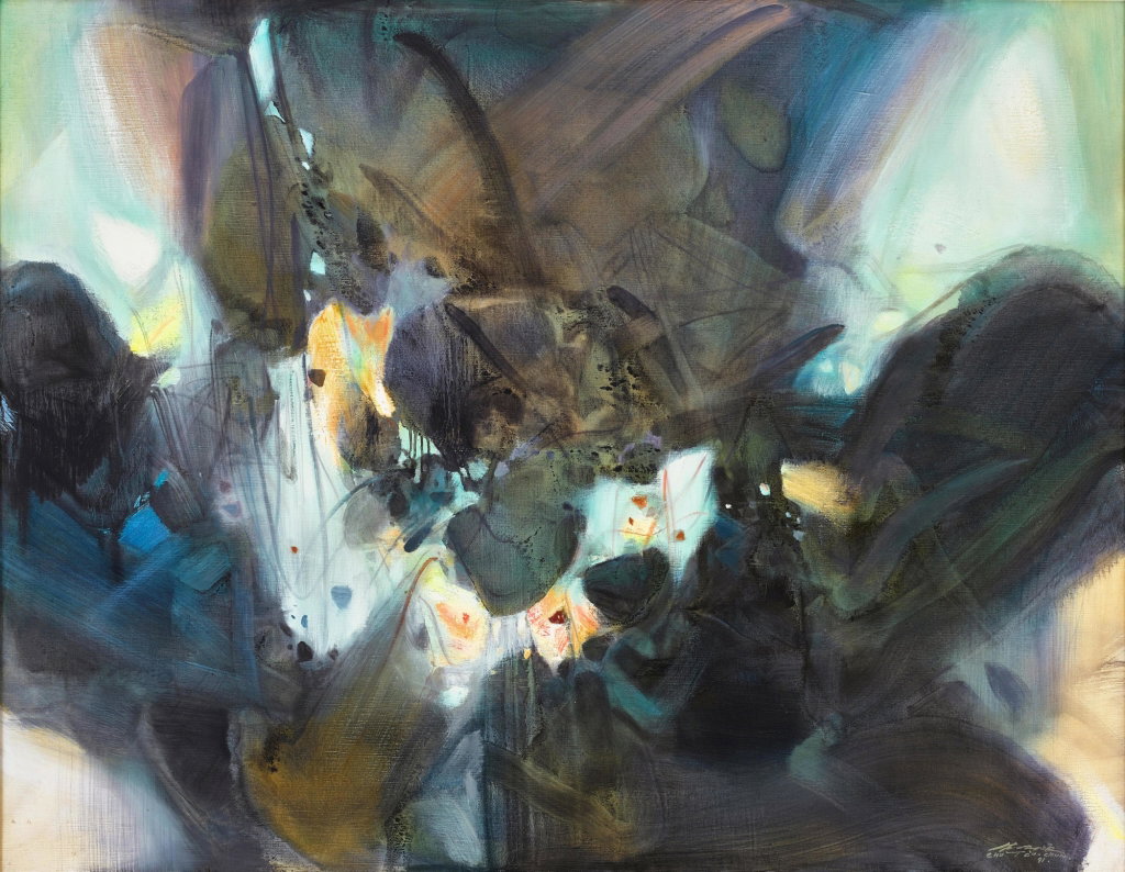 Instinct originel by Chu Teh-chun estimated at $382,500 (low) to $637,400 (high). Image courtesy of Sotheby's