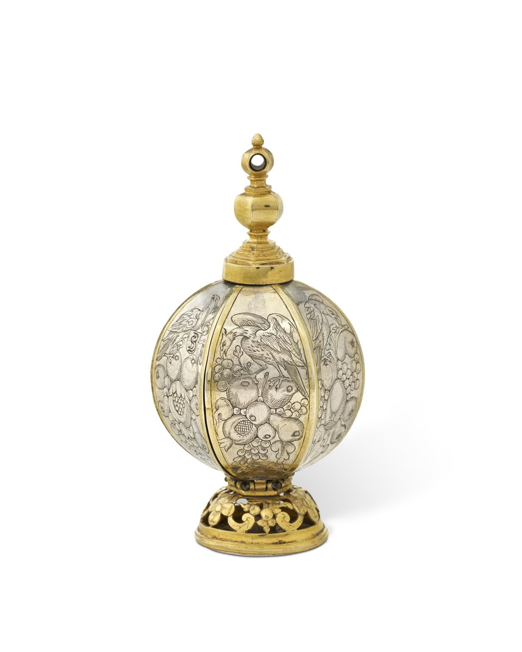 LARGE POMANDER OU POMME D'AMBRE EN ARGENT ET VERMEIL by No Artist sold for $70,400. Image courtesy of Christie's