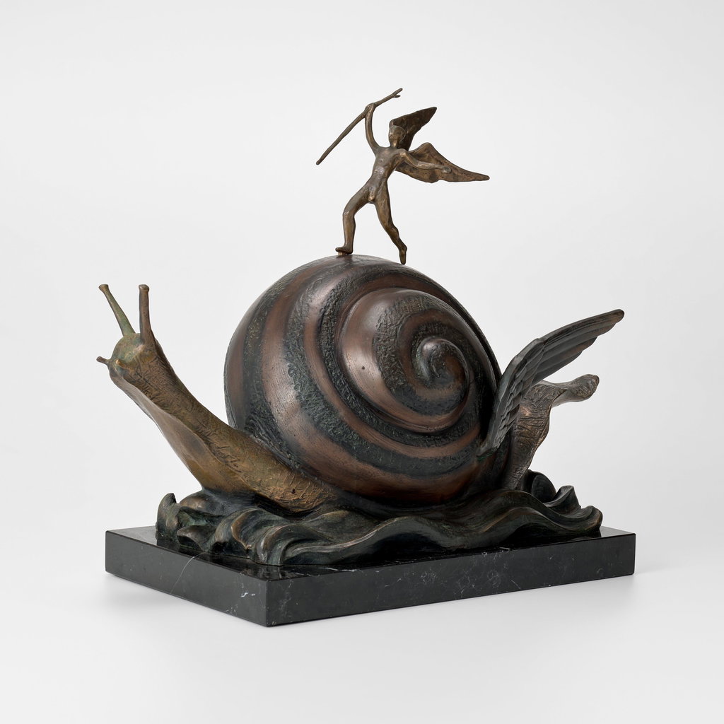 L'escargot et l'ange (The Snail and the Angel) (1977) by Salvador Dali sold for $24,300 (260% above estimate). Image courtesy of Phillips