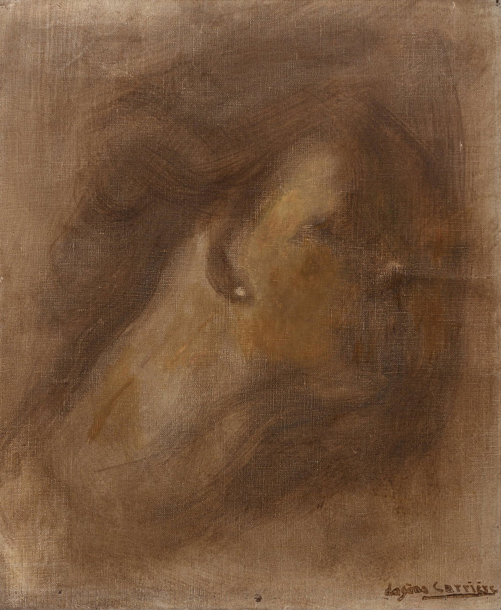 Woman in profile by Eugene Carriere sold for $28,100 (2335% above estimate). Image courtesy of Sotheby's