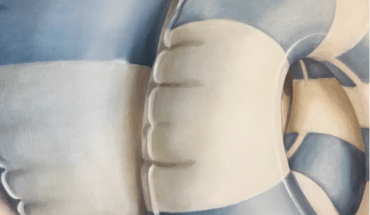 Lydia Blakeley, Softly, oil and pencil on linen. Copyright the artist and courtesy of Balazsi Gallery