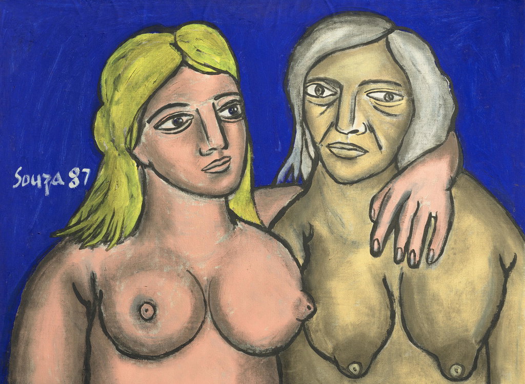 Untitled (Young and Old Woman) by Francis Newton Souza sold for $69,800. Image courtesy of Christie's