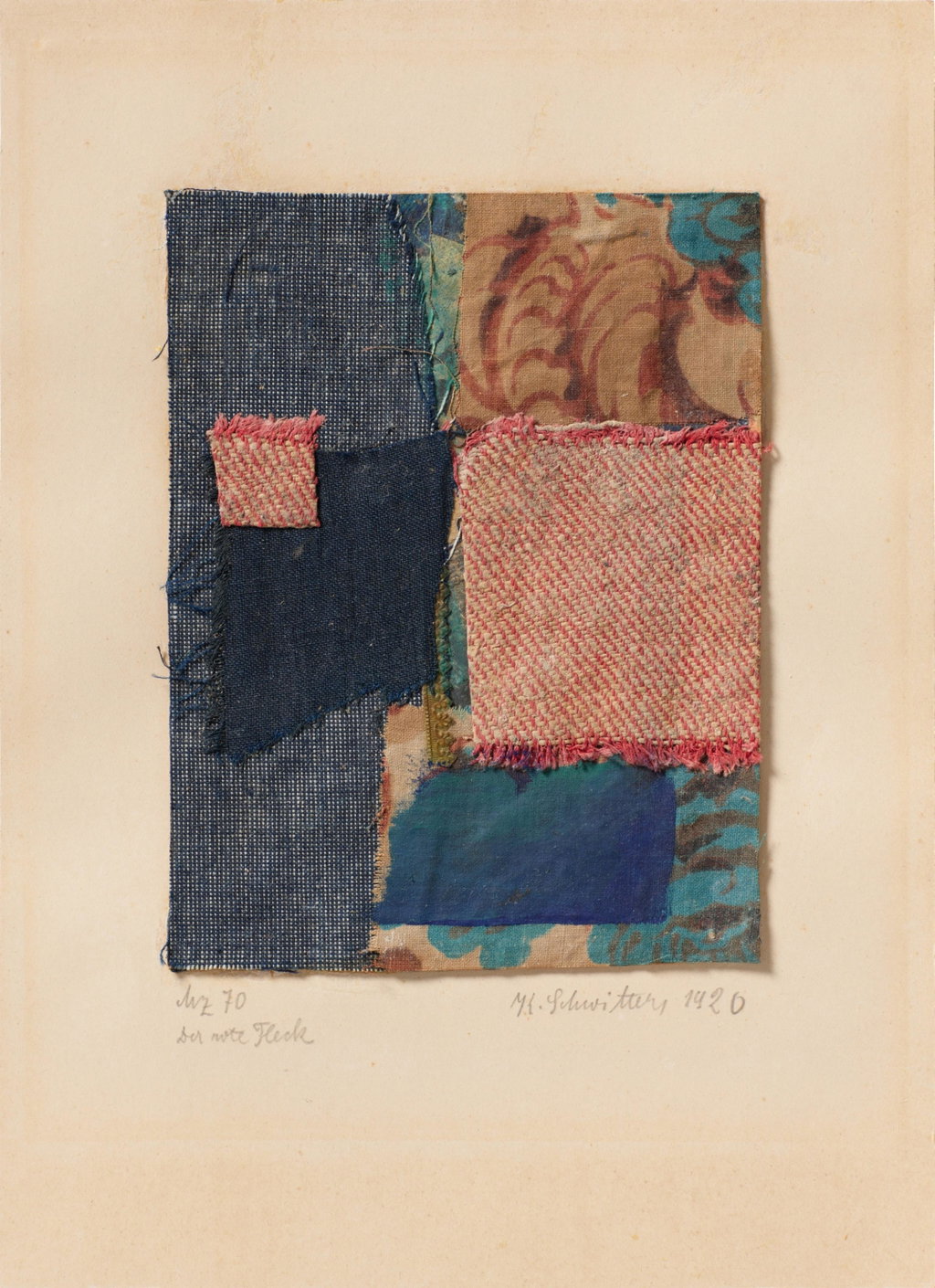Mz 70, Der Rote Fleck (Mz 70, The Red Spot) by Kurt Schwitters sold for $89,500. Image courtesy of Sotheby's