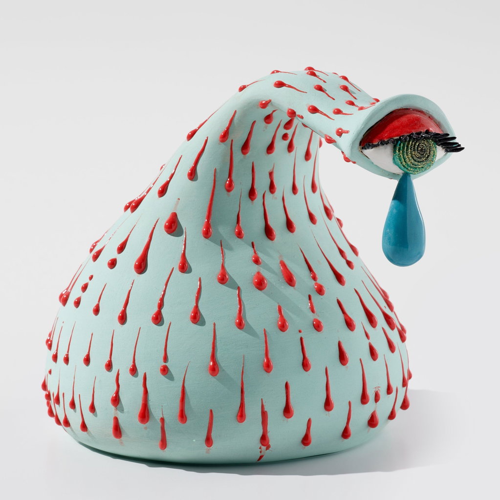 Sad Blob #3 (red on light teal) by Hein Koh sold for $7,095 (136% above estimate). Image courtesy of Phillips
