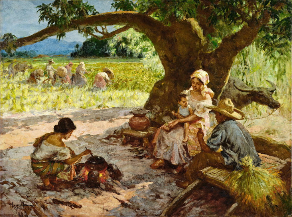 Cooking Under the Mango Tree by Fernando Amorsolo sold for $179,000. Image courtesy of Bonhams