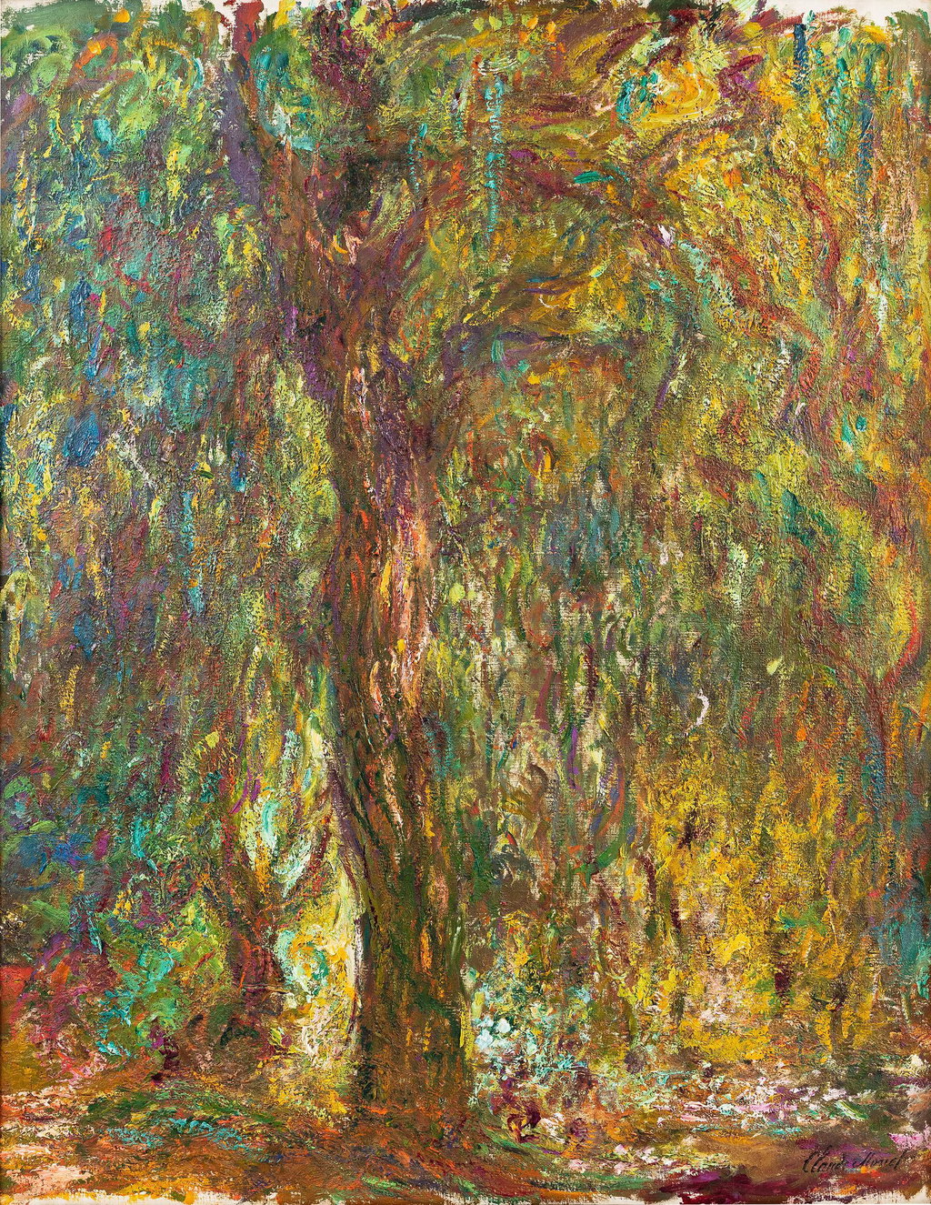 Claude Monet's Saule pleureur (Weeping Willow), which has never before been publicly exhibited, is a star work in the Schlumberger Collection. Image courtesy of Sotheby's Paris.