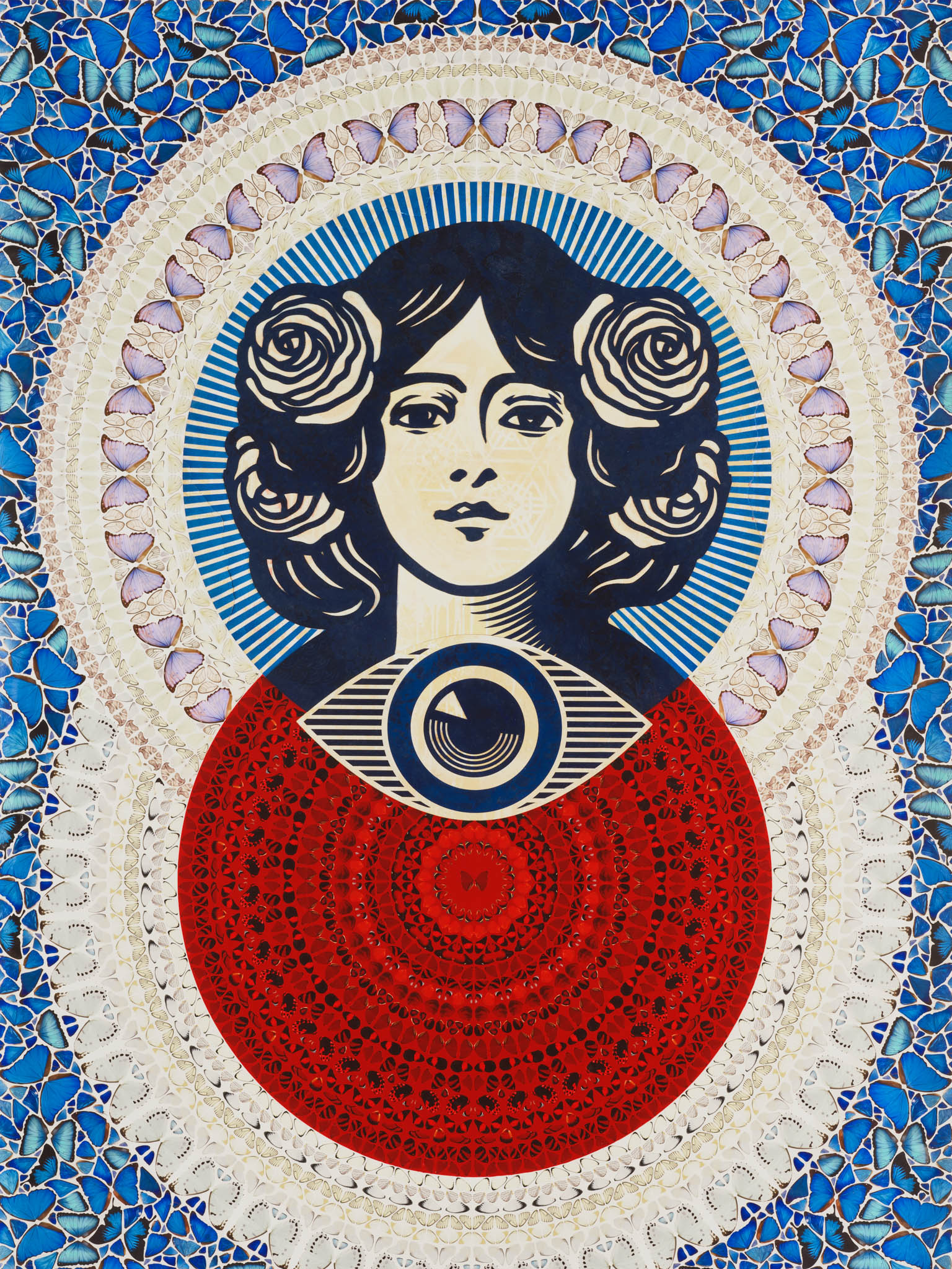 Third Eye Butterfly Mandala (Blue) (Large) image #2