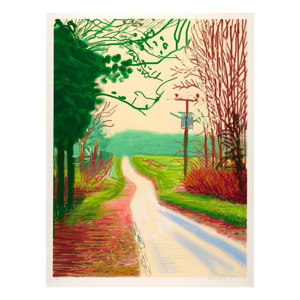 The Arrival of Spring in Woldgate, East Yorkshire in 2011(twenty eleven) - 23 February by David Hockney sold for $315,300. Image courtesy of Bonhams Cornette de Saint Cyr