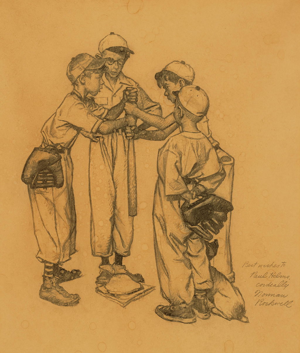 Choosing Up (Four Sporting Boys: Baseball)—Study. Image courtesy of Christie's
