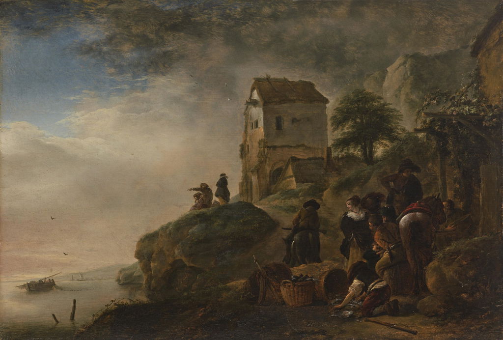 Fishermen displaying their catch on a rocky coast. Image courtesy of Christie's