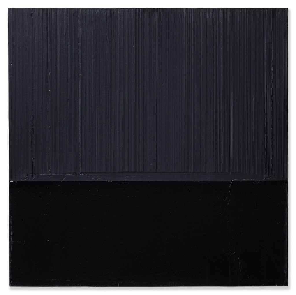 Peinture 130 x 130 cm, 3 mars 2012 by Pierre Soulages estimated at $277,600 (low) to $347,000 (high). Image courtesy of Sotheby's