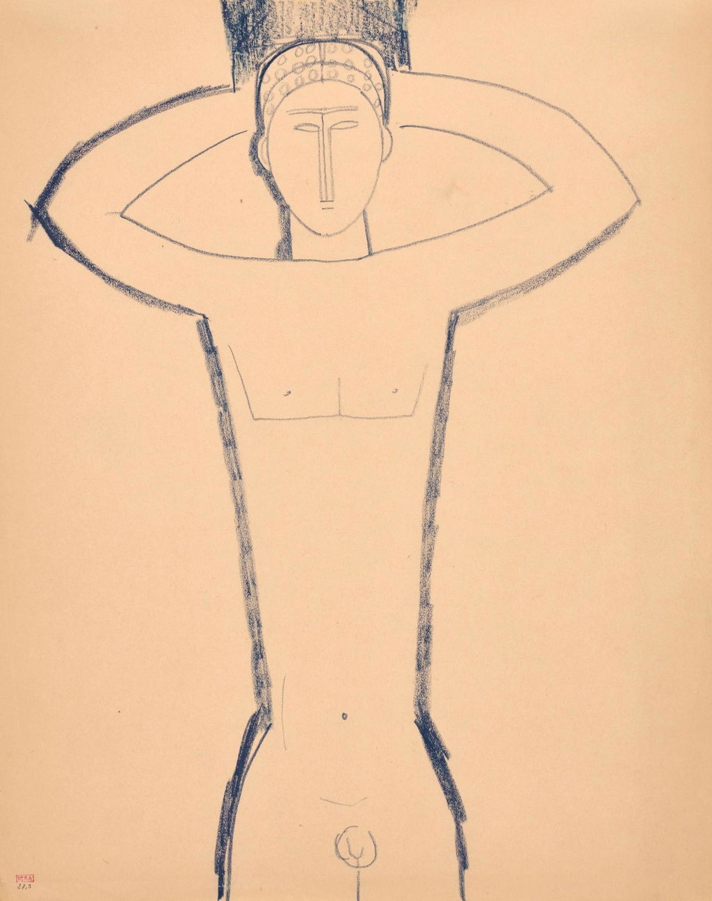 Cariatide masculine, mains derrière la tête. Image courtesy of Sotheby's