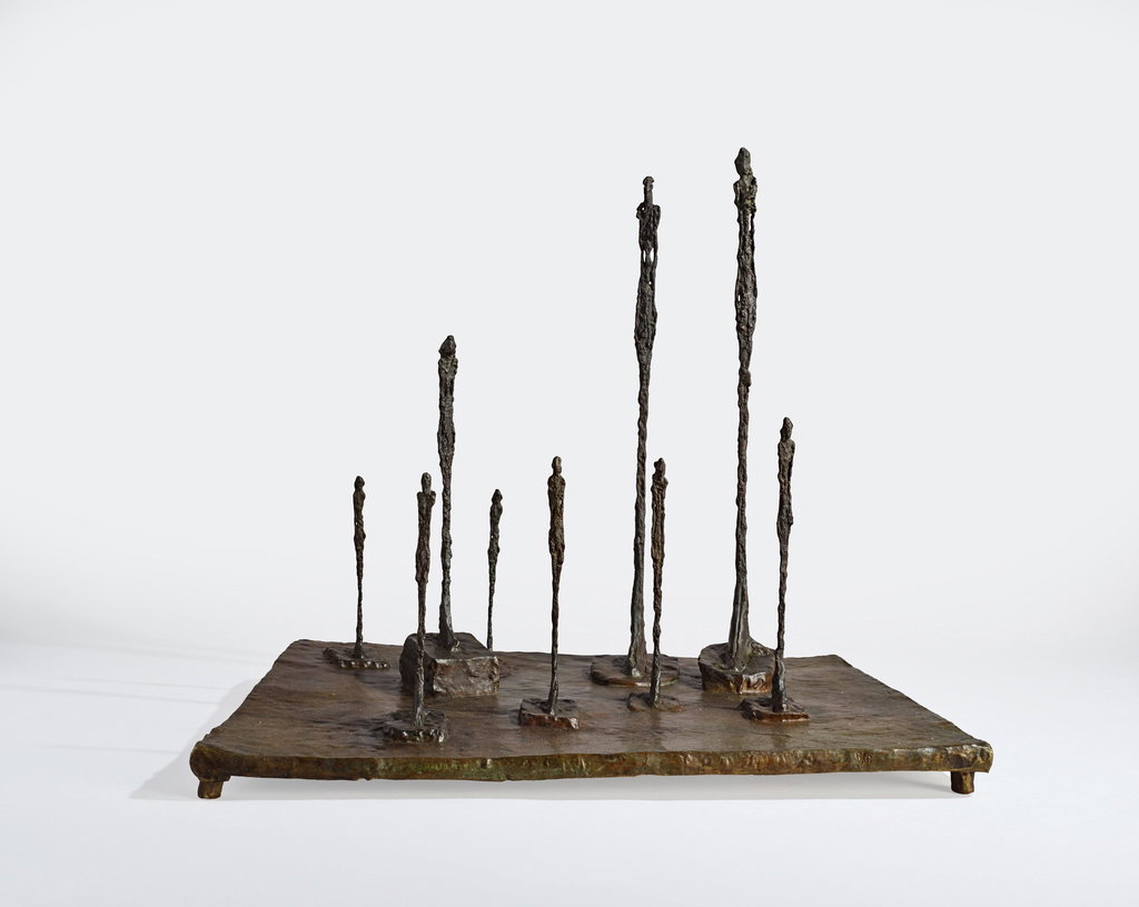 La Clairière (Composition avec neuf figures) (1950) by Alberto Giacometti estimated at $18m (low) to $25m (high). Image courtesy of Sotheby's
