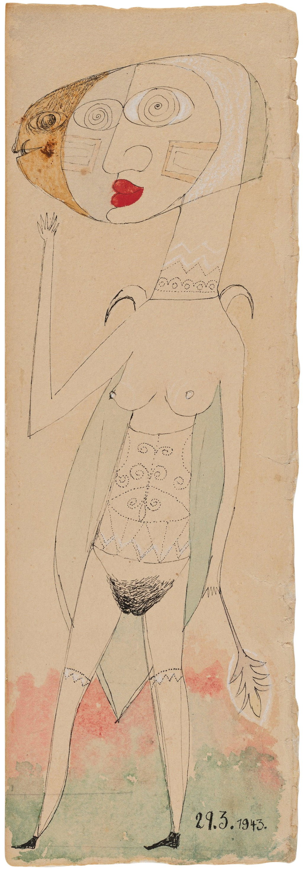 Personnage (Character) by Victor Brauner sold for $33,500. Image courtesy of Phillips