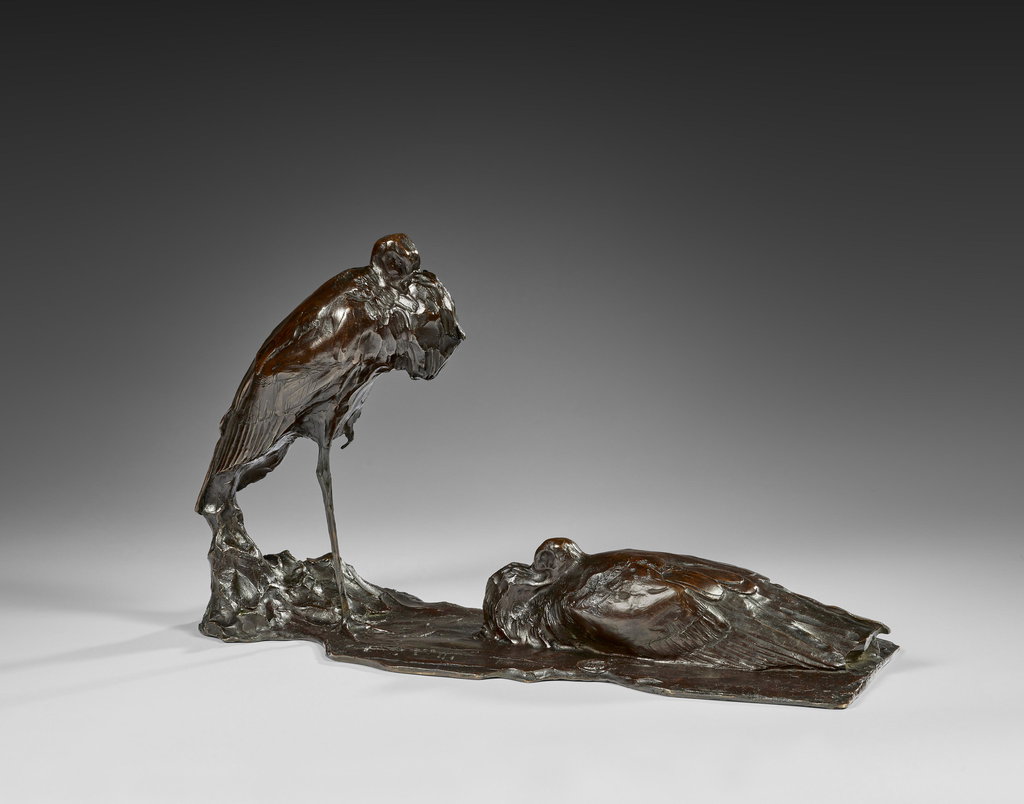 Storks at Rest, One Lying Down by Rembrandt Bugatti estimated at $350,600 (low) to $467,500 (high). Image courtesy of Artcurial